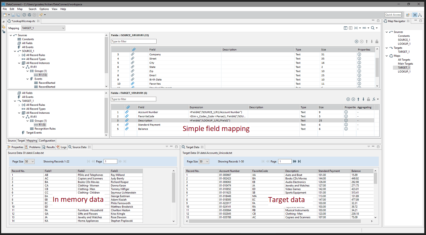 Screen shot of Actian Data Integration software.