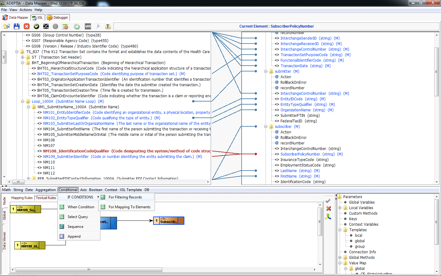 Screen shot of Adeptia Integration software.