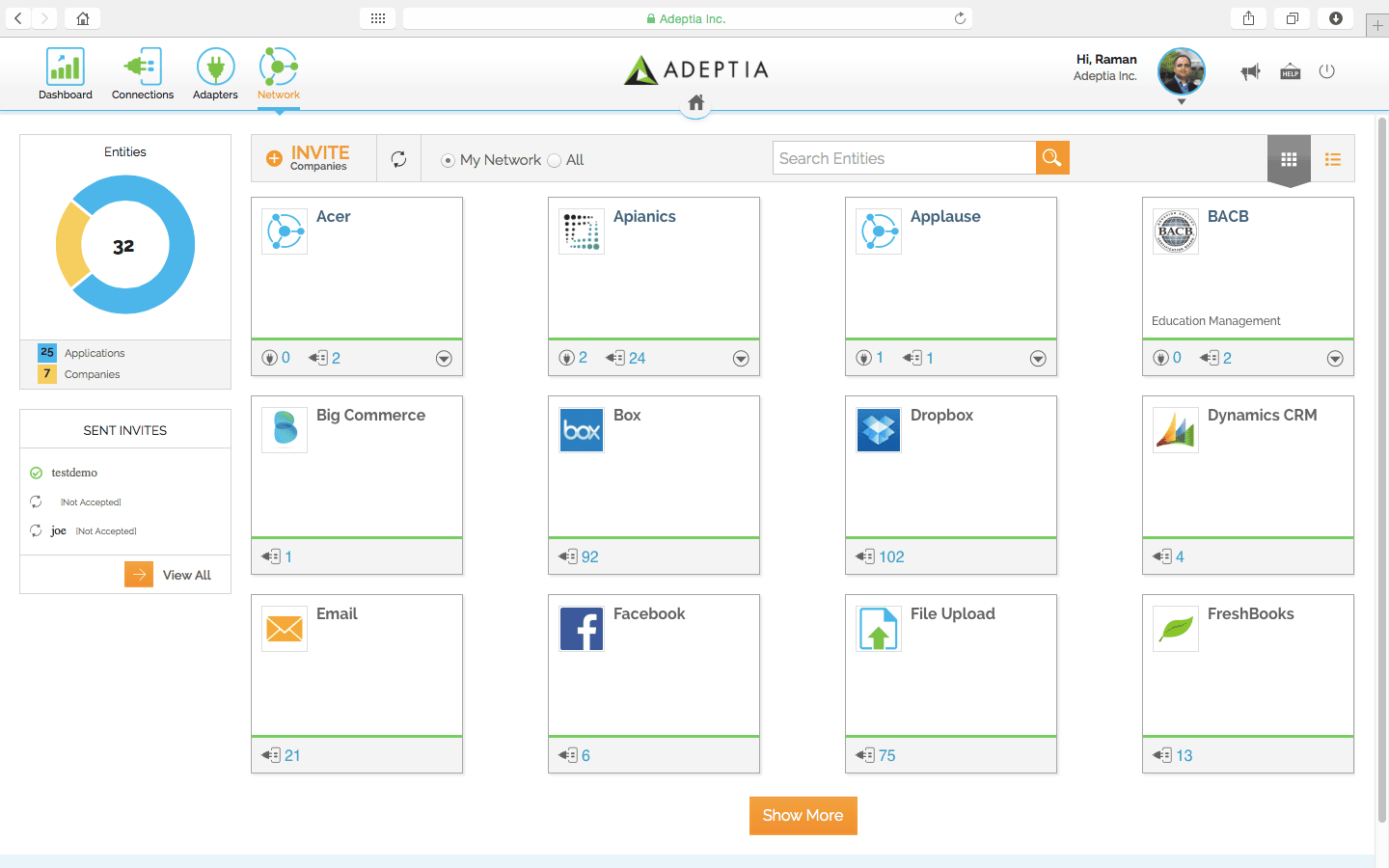 Screen shot of Adeptia Server software.