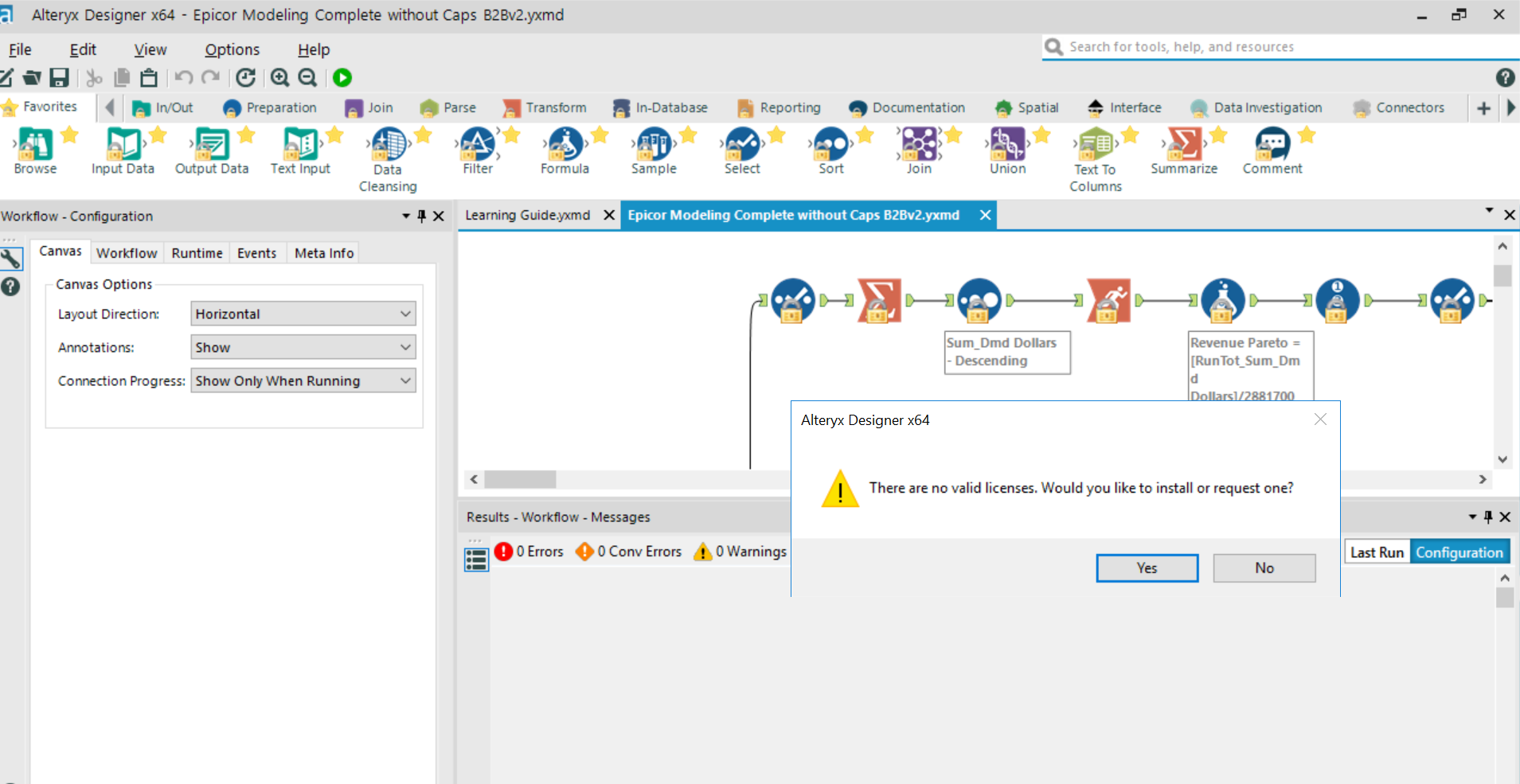 Screen shot of Alteryx Designer software.
