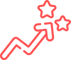 Icon of an arrow pointing to stars