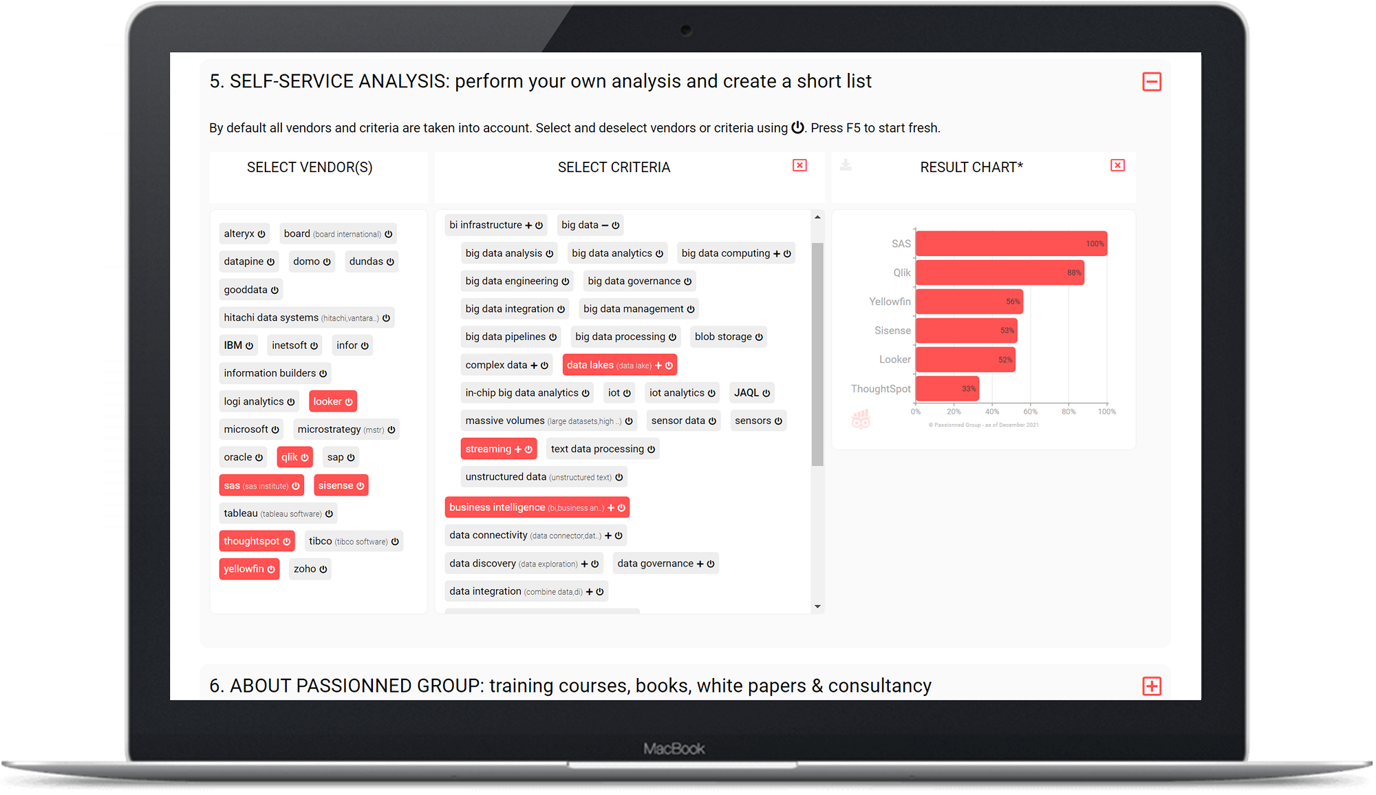 With the self-service module, you determine which suppliers and criteria are in scope