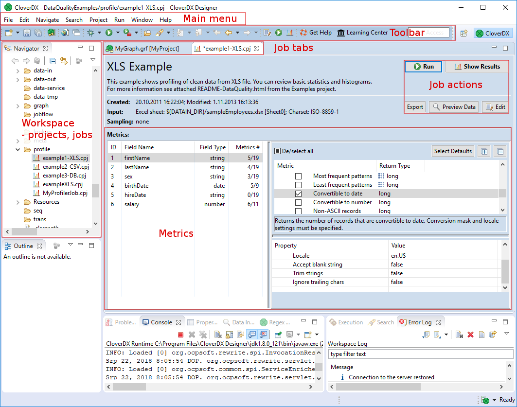 Picture of CloverDX Designer tools.
