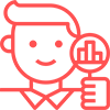 Icon of a man looking at data