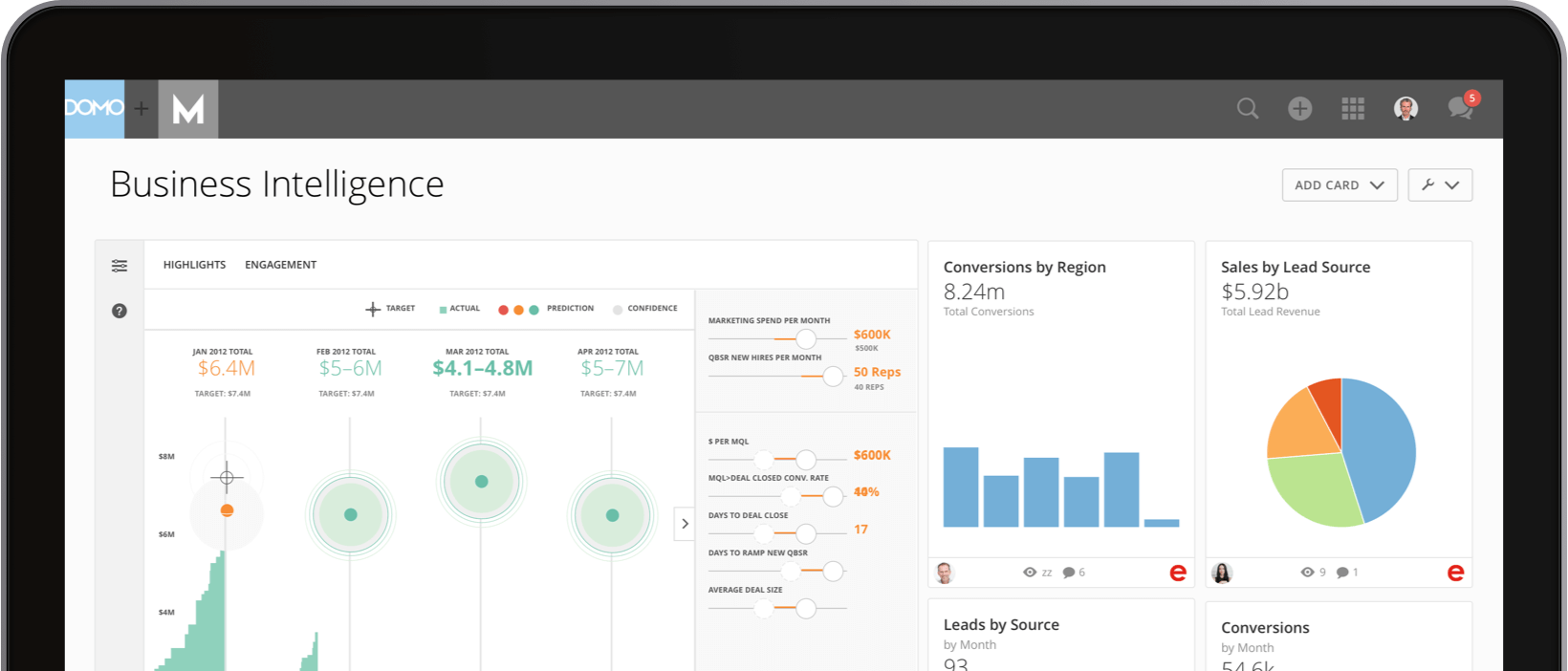 Picture of Domo Business Automation tools.