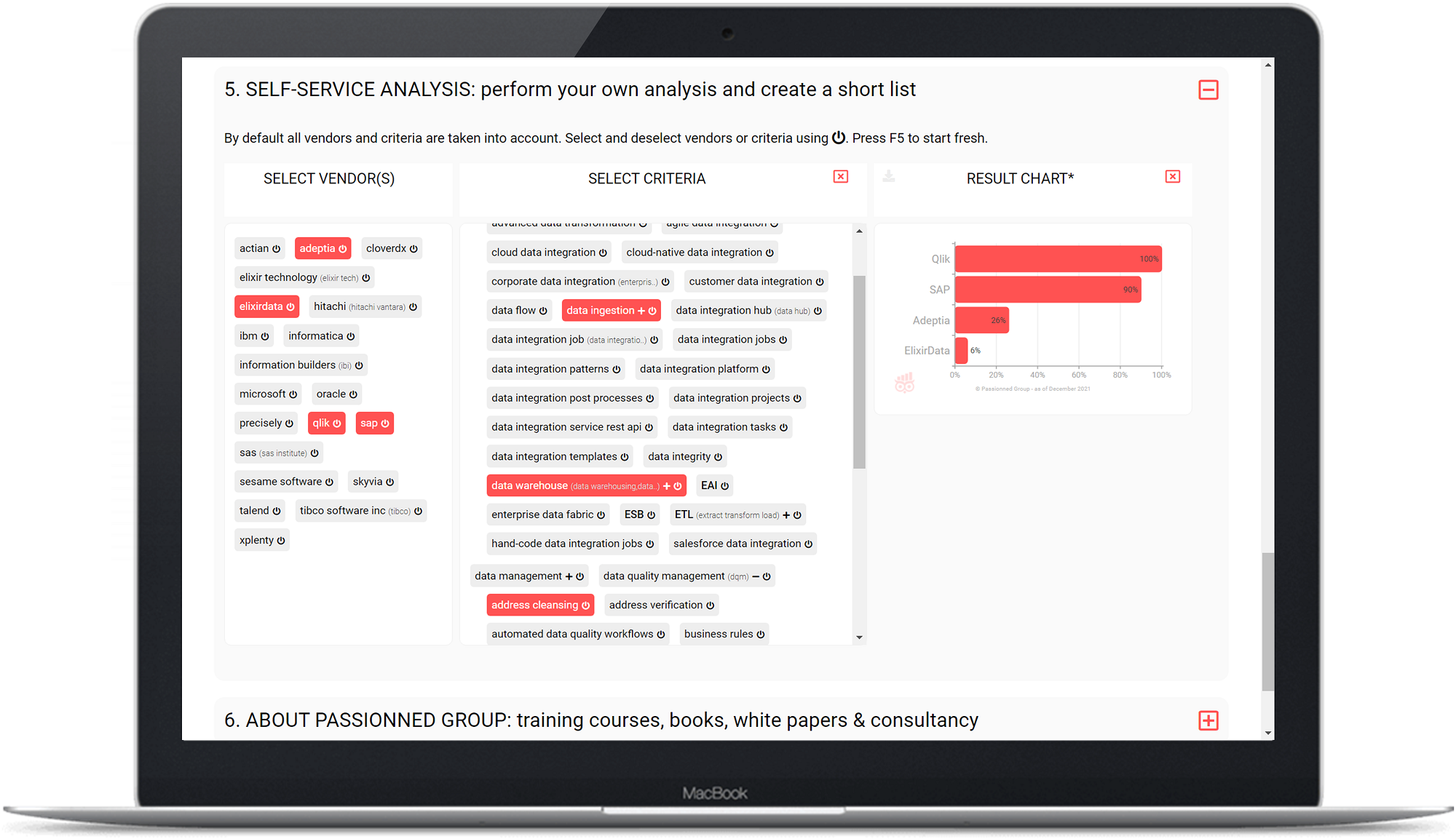 Example of the self-service functionality of the ETL & Data Integration Guide