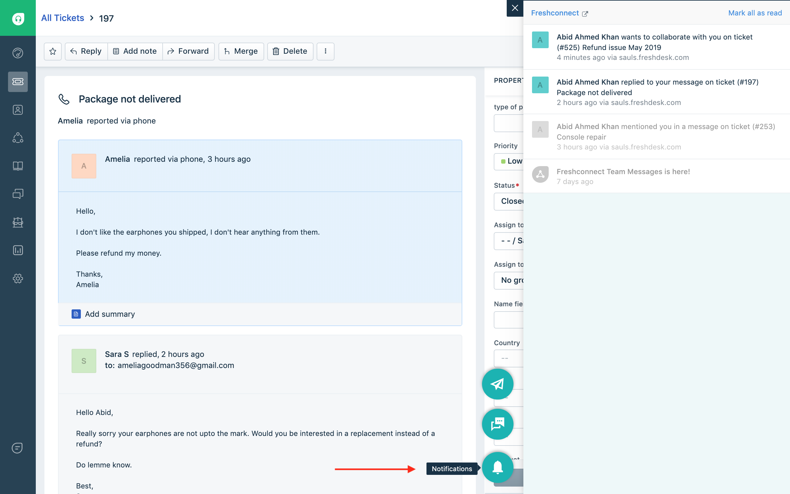 Screen shot of Freshworks Freshdesk software.