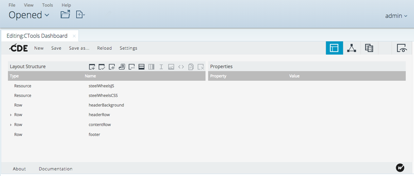 Picture of Pentaho CDE tools.