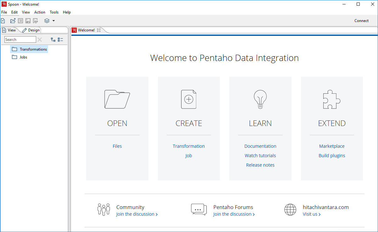 Picture of Pentaho Sever tools.