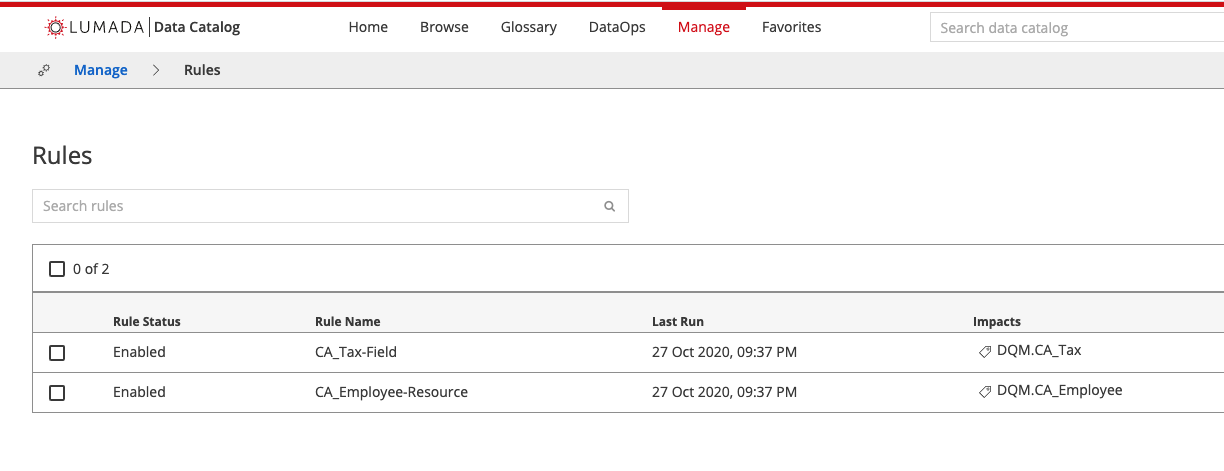 Screen shot of Lumada Data Catalog software.