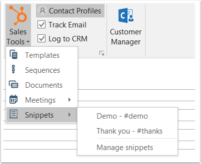 Screen shot of HubSpot Sales Outlook software.