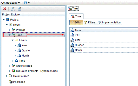 Screen shot of Cognos Cube Designer software.