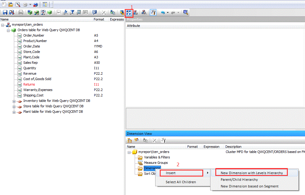 Screen shot of DB2 OLAP Server software.