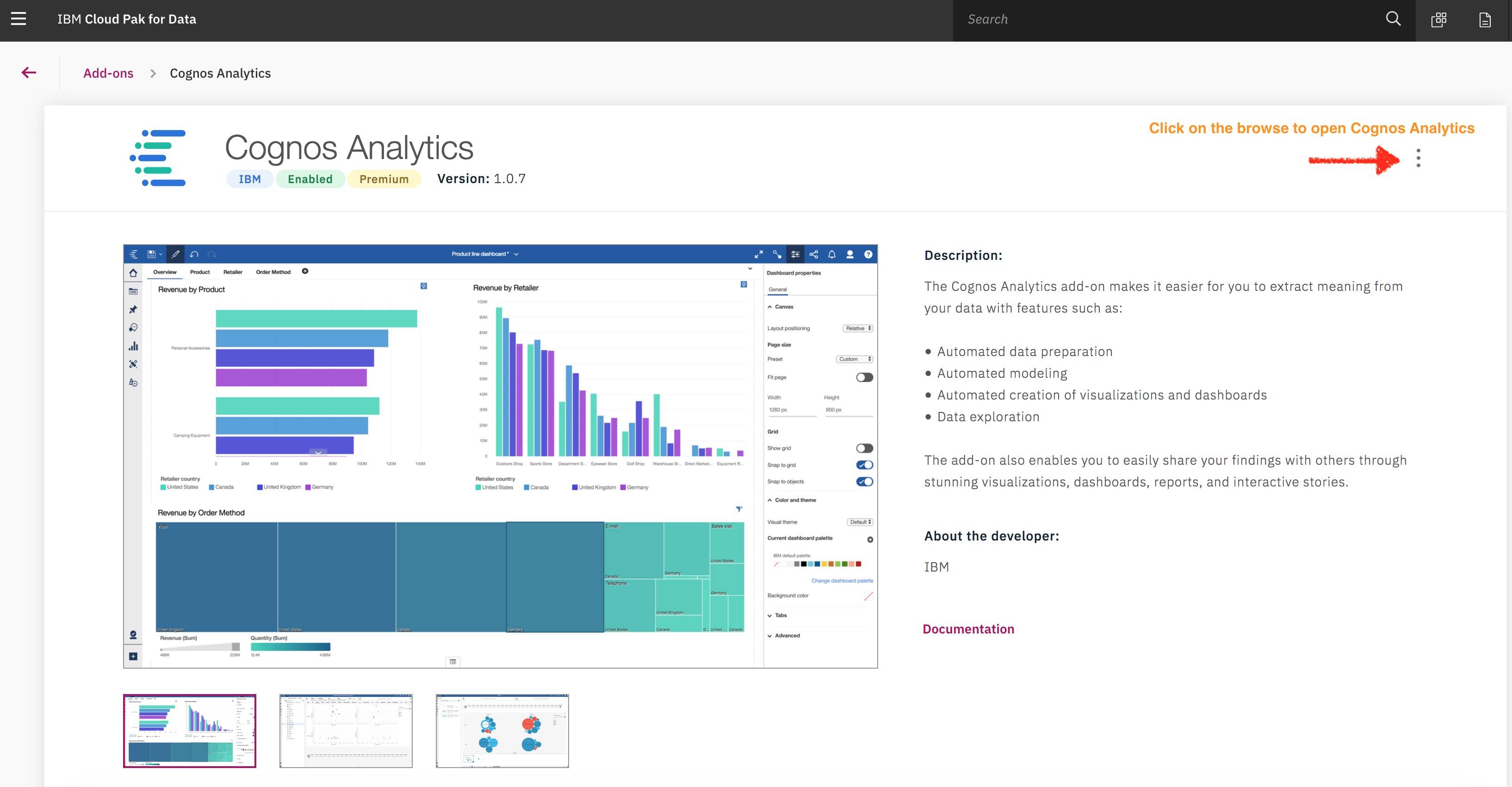Screen shot of IBM Cognos Real-time software.