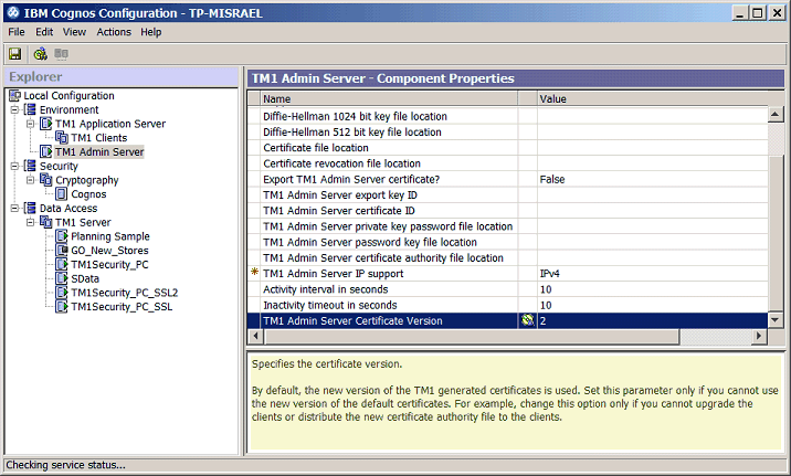 Screen shot of IBM Cognos TM1 software.