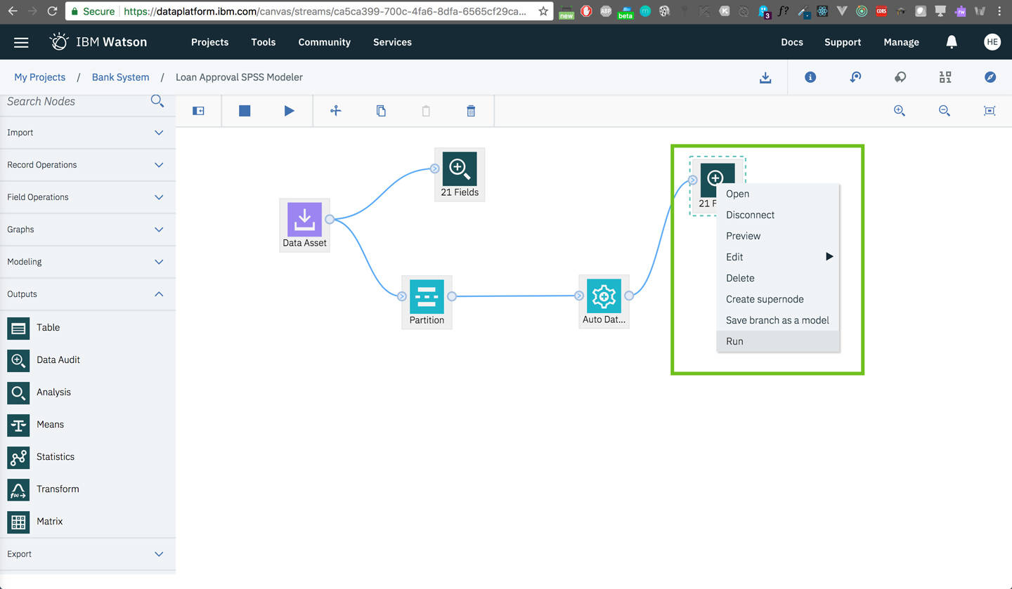 Screen shot of IBM SPSS Modeler Server software.