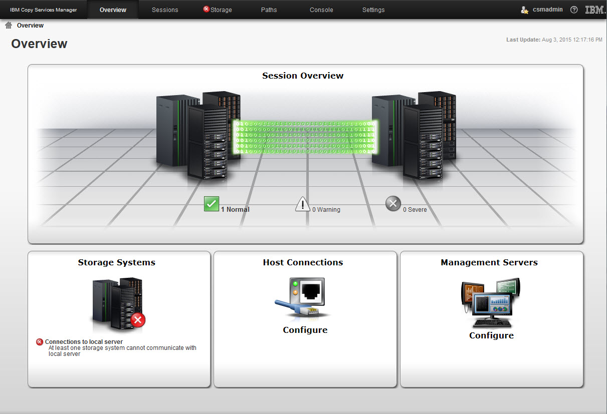 Screen shot of IBM Data Replication software.