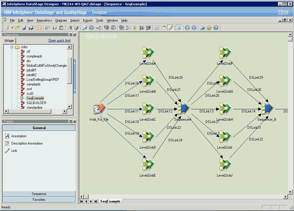 Screen shot of IBM Infosphere Datastage software.