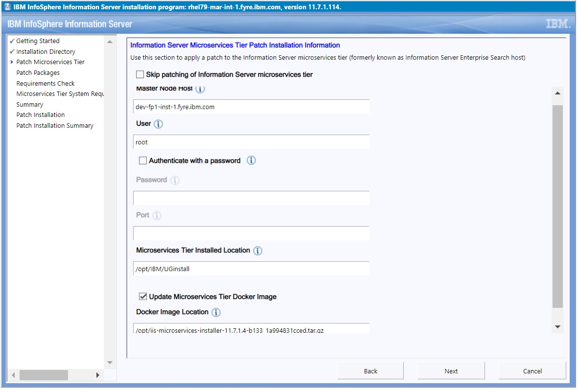 Screen shot of Infosphere Replication Server software.