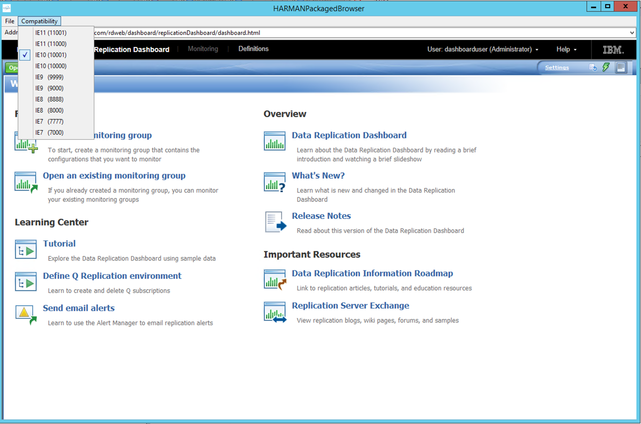 Screen shot of Q Replication software.