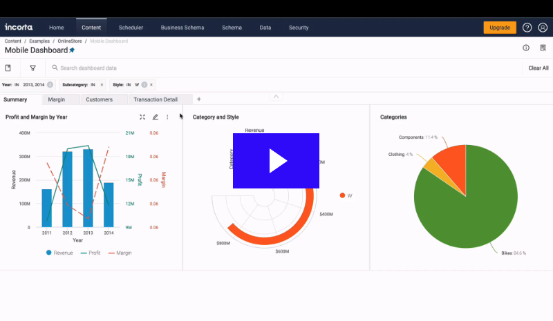 Screen shot of Incorta Analytics software.