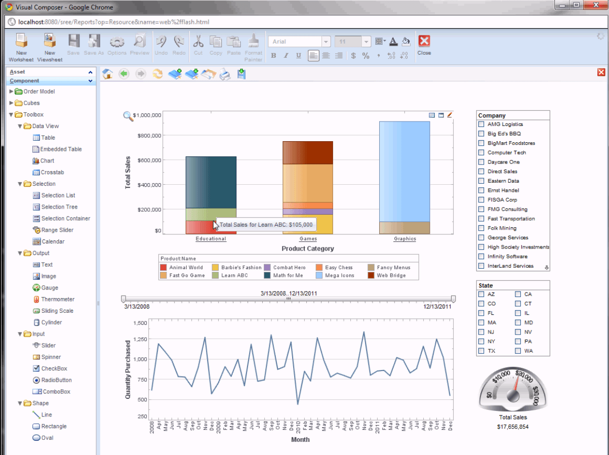 Screen shot of InetSoft Business Intelligence software.