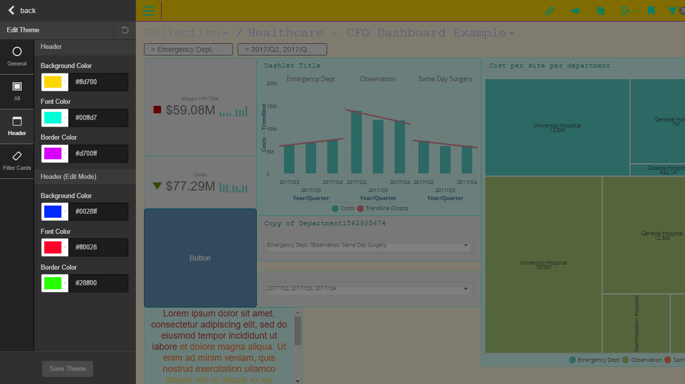 Screen shot of Infor BI Dashboards software.