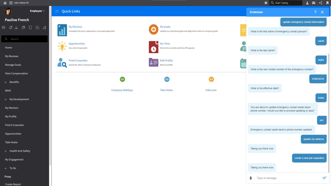 Infor Coleman AI in action