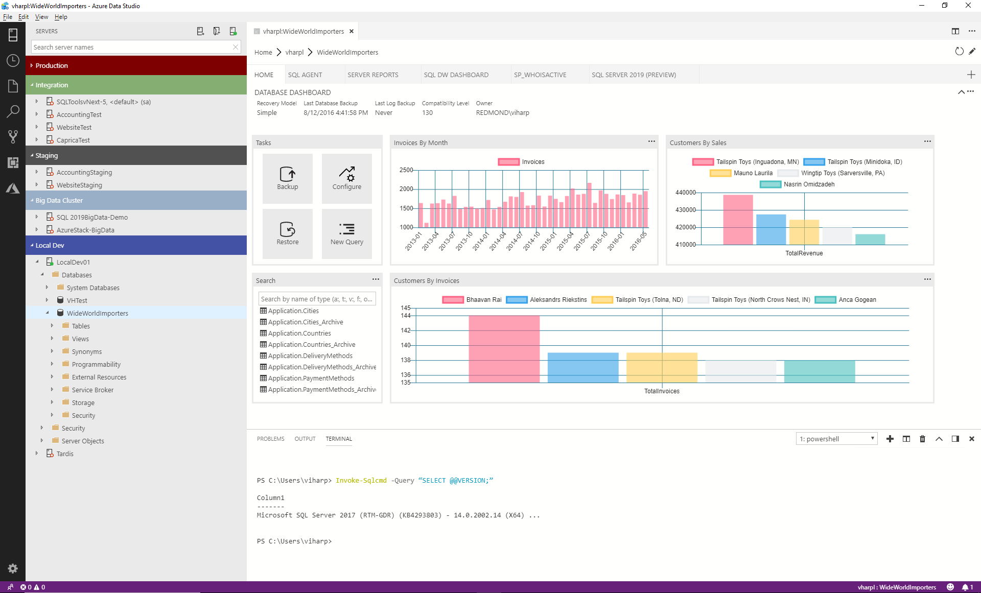 Screen shot of Azure Data Studio software.