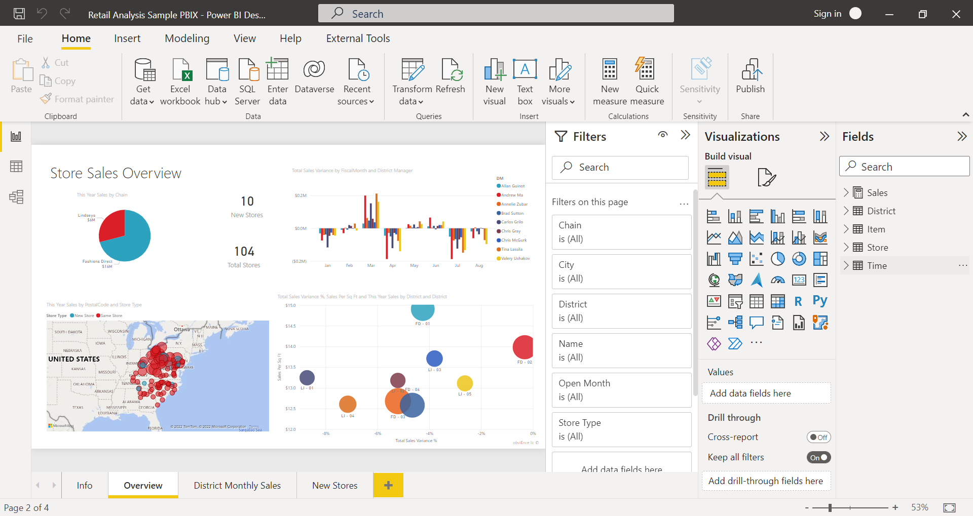 Screen shot of Power BI Desktop software.