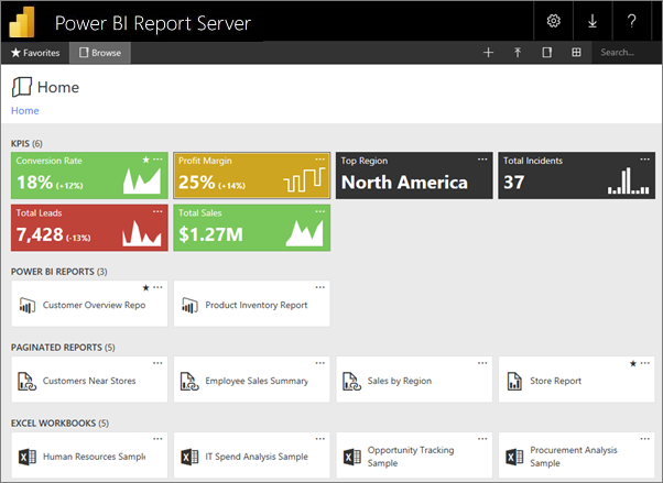 Screen shot of Power BI Report Server software.