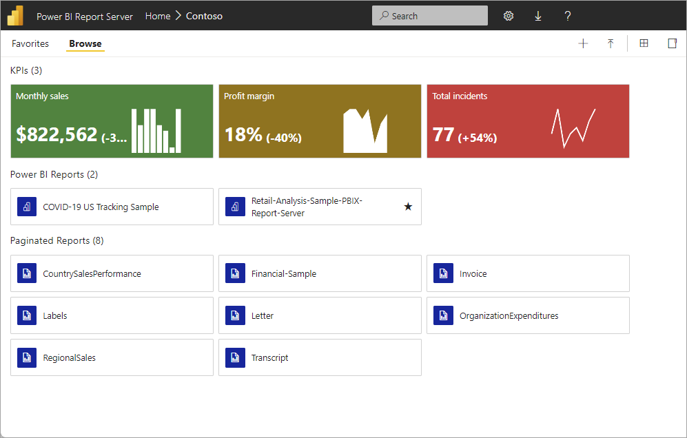 Picture of Power BI Report Server tools.