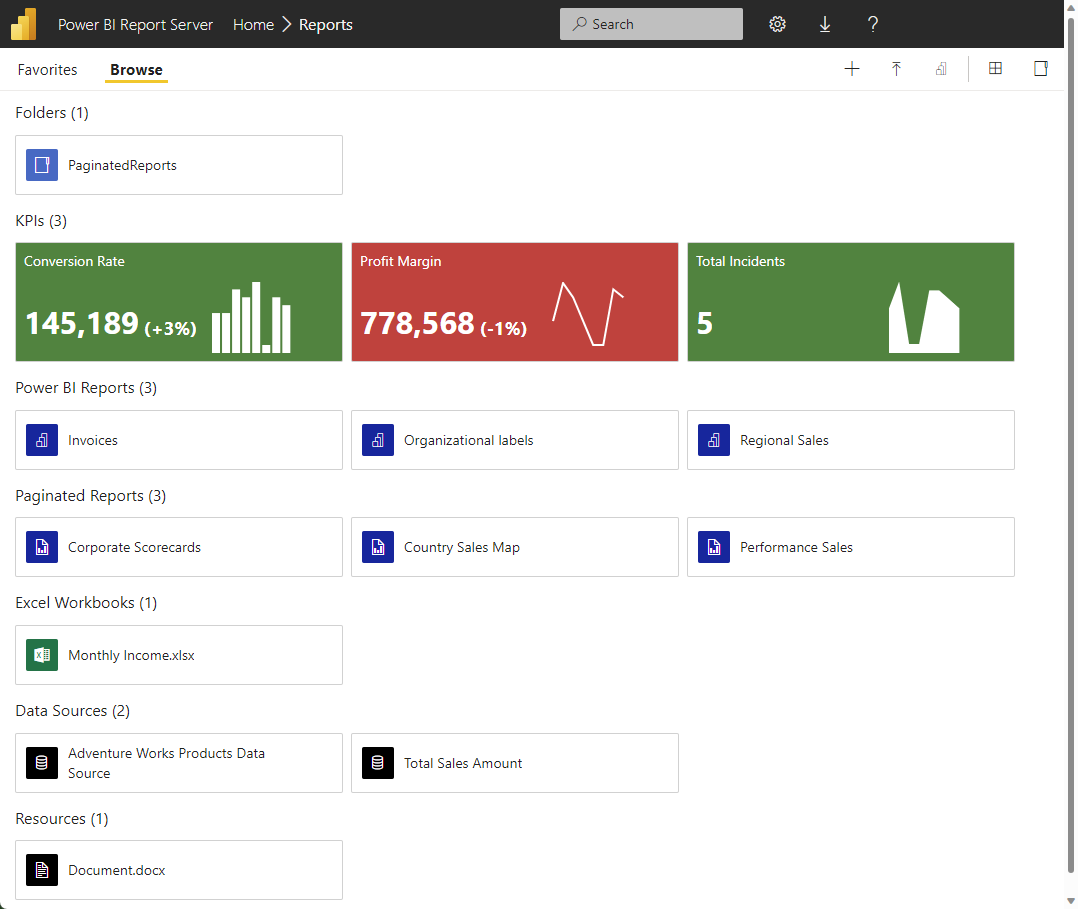 Power BI Report Server in action