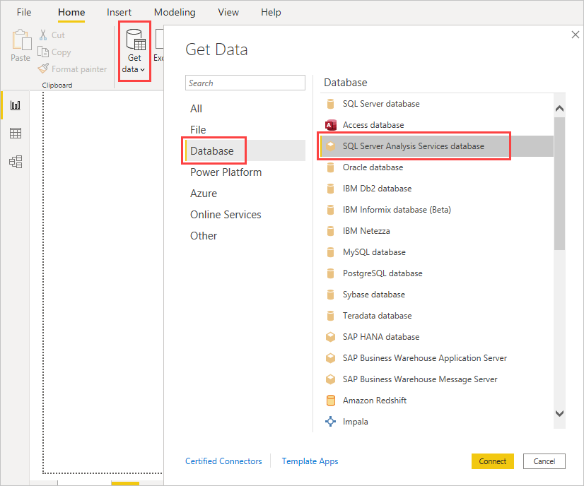 Screen shot of SSAS software.