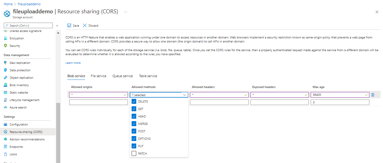 Picture of Azure Blob Storage tools.