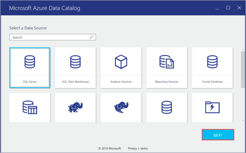 Picture of Azure Data Catalog tools.
