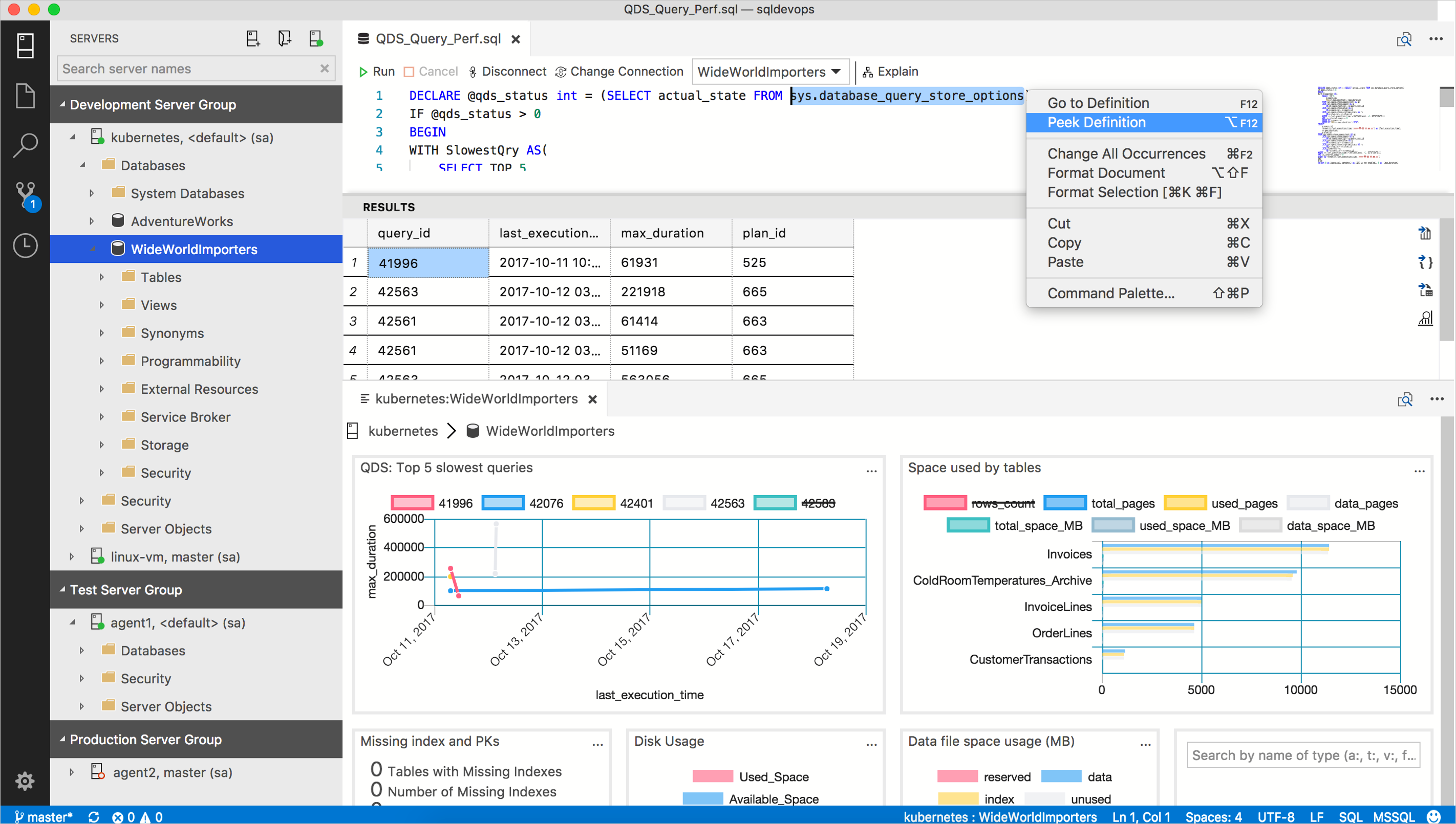 Picture of Azure Data Studio tools.