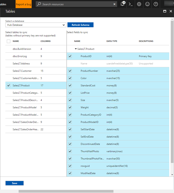 Screen shot of Sql Data Sync software.