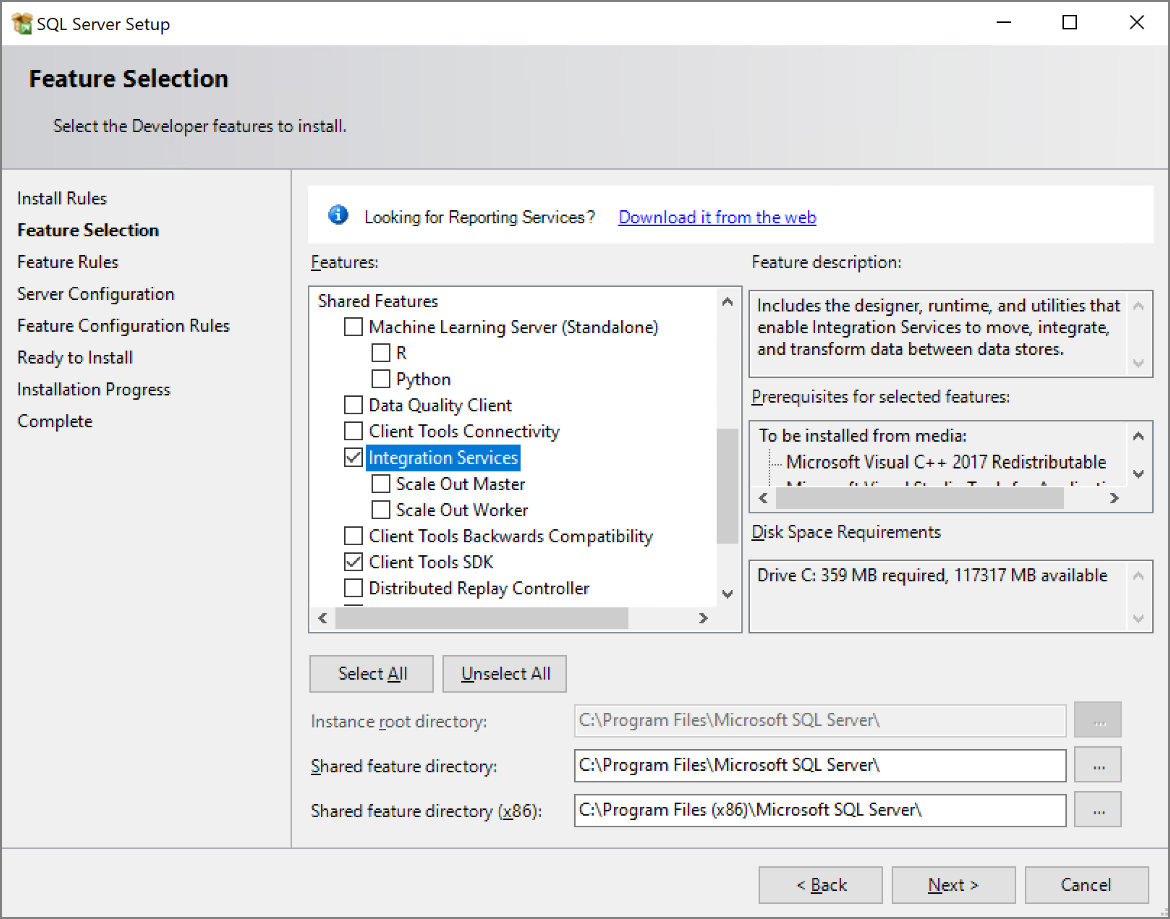 Picture of Sql Server Integration Services tools.