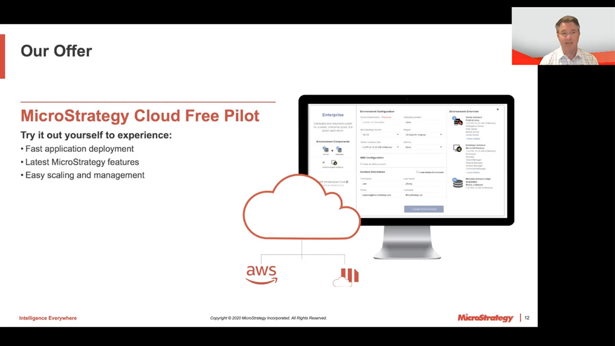 Screen shot of MicroStrategy Cloud Platform software.