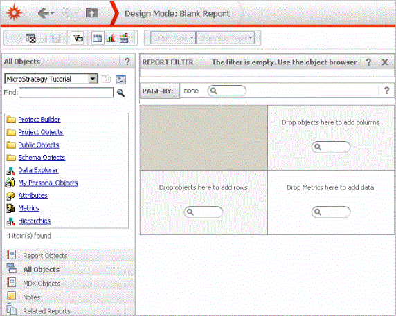 MicroStrategy Web Report Editor in action
