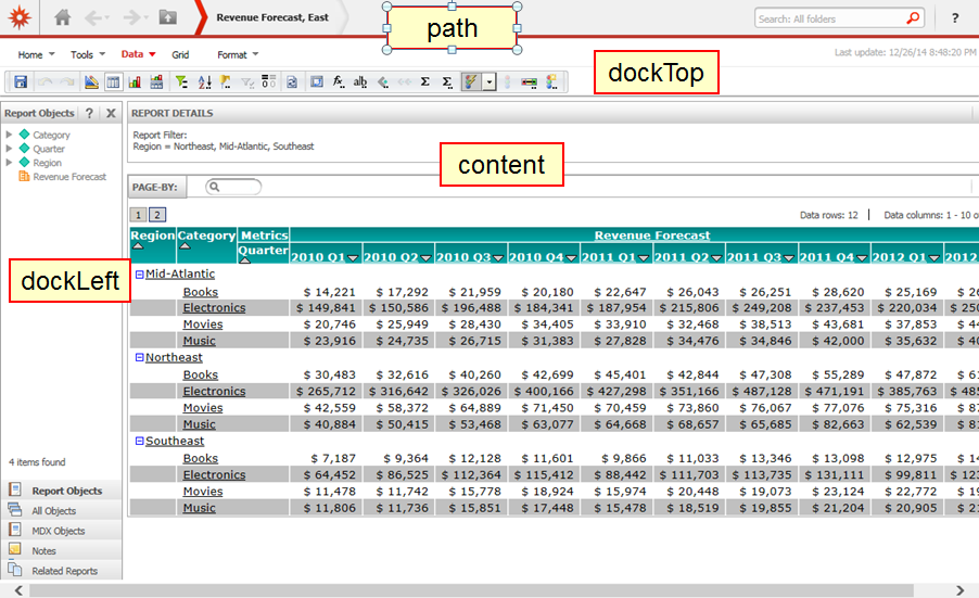 Screen shot of MicroStrategy Web Report software.