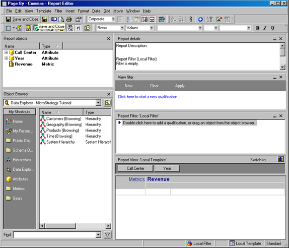 Picture of MicroStrategy Web Report tools.