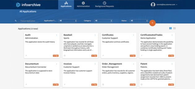 Screen shot of OpenText InfoArchive software.