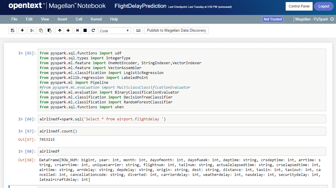 Screen shot of OpenText Magellan Data Discovery software.