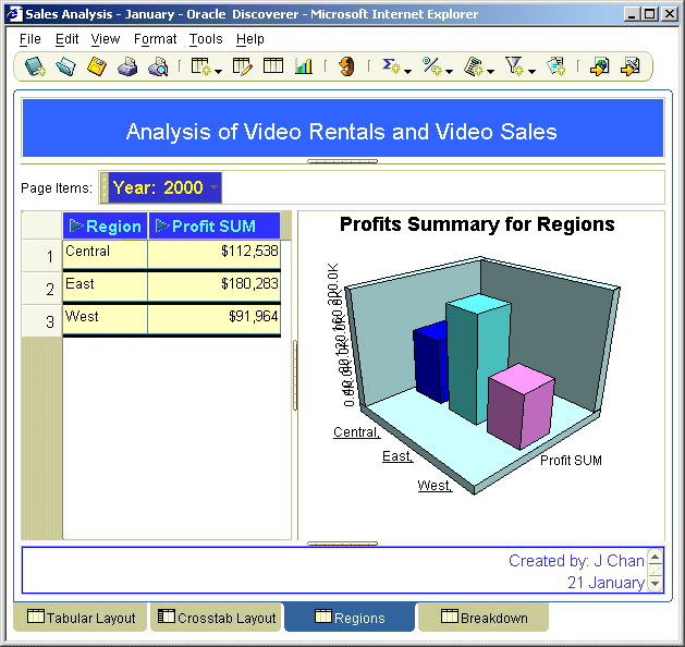 Screen shot of Oracle Bis Discoverer software.