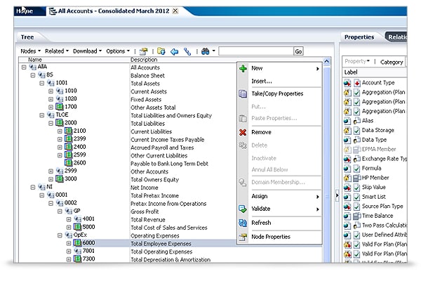 Screen shot of Oracle Data Management software.