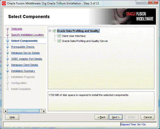 Screen shot of Oracle Data Profiling software.