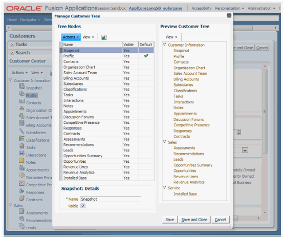 Screen shot of Oracle Fusion Customer Relationship Management software.