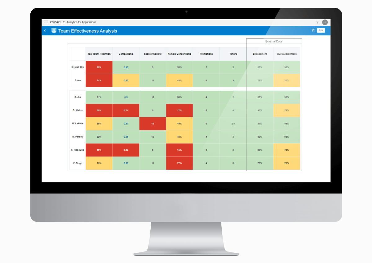 Picture of Oracle Supply Chain Analytics tools.